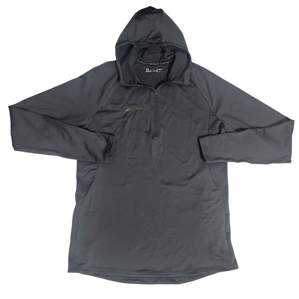 Under Armour Storm ColdGear Quarter Zip Hoodie Mens Large Gray Fitted Pullover
